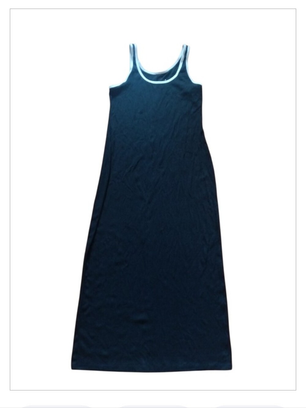 Simple Black Tank Maxi Dress with Contrast white Trim